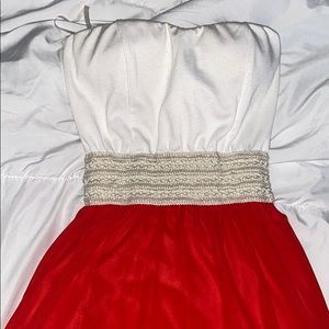 white + orange tub top dress